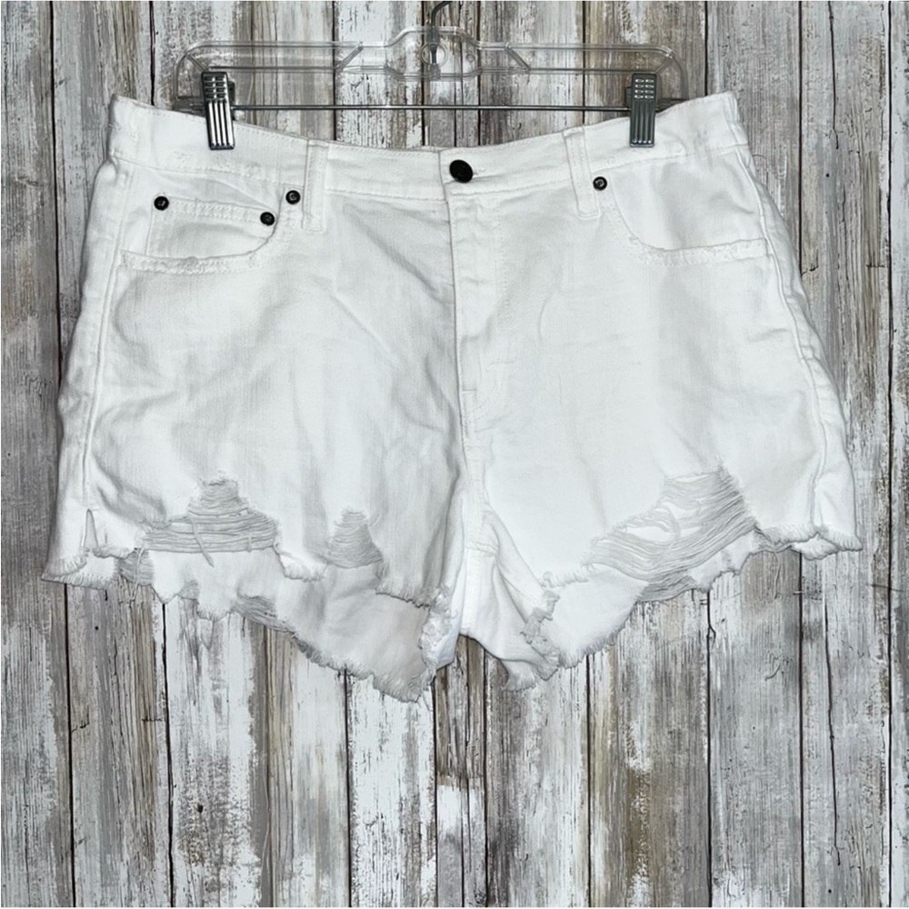 Aerie White Distressed Shorts